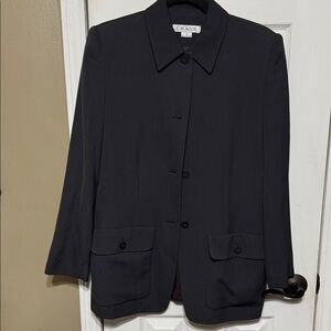 Chaus Women's Elegant Black Suit Jacket 20% Wool Made in Saipan Size 12